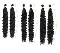 Tissage de cheveux synthétiques noir, résistant à la chaleur (260g), fibre ondulée, double trame, densité 180%