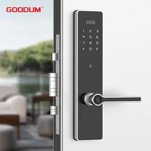 Ahşap alüminyum akıllı kapı kilidi bulut veri depolama için parmak izi sensörü tanıma ile Goodum çelik kapılar