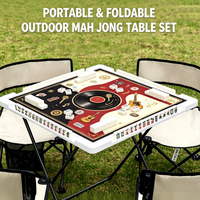 Table de mahjong portable et pliable, pieds en métal pliables, matériau ABS, résistante à l'eau, style moderne, motif personnalisé pour les tuiles de mahjong