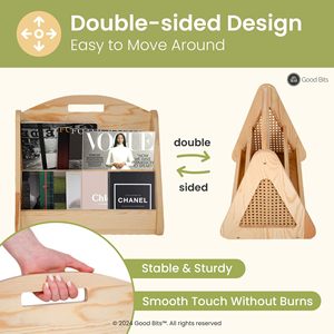 Estantería de madera para niños, estante de almacenamiento de 2 niveles, color madera natural, organizador de libros de tipo vertical - Product Image 5