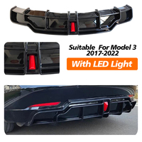 Nouveau diffuseur arrière en ABS PP à motif carbone de haute qualité pour Tesla Model 3, kit carrosserie LED