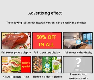 Duvar montaj büyük LCD ekran monitör Video medya menü reklam oyuncu ticari 10-98 inç kapalı ekran SDK ödeme Kiosk