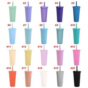 Cross-border Promotional Double-layer <b>Plastic</b> Cups with Lid and Straw Transparent <b>Plastic</b> Water <b>Bottle</b> 16OZ <b>Drink</b> Cup with logo - Product Image 3
