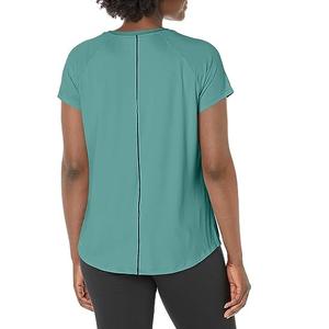 Conception personnalisée pour femmes T-shirts en polyester vierge 100% Polyester Sport T Shirt Plain Solid Color O Neck Slim Fit Short Sleeve T Shirt - Product Image 5