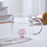Taza de Agua de Vidrio de Borosilicato Transparente Resistente al Calor con Asa de Animal de Dibujos Animados en 3D, Varios Estilos, Regalo Promocional, Venta al por Mayor