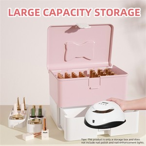 Double Layer Plastic Nail <b>Storage</b> <b>Box</b> Multifunctional Manicure <b>Tool</b> Case for Nail Lamp Glue Supplies Home Organizer Kit - Product Image 5