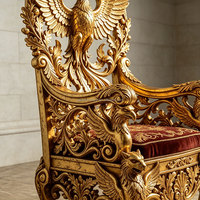 Fauteuil en bois massif sculpté de luxe français, style baroque européen, pour salon de villa, fauteuil en bois d'aigle