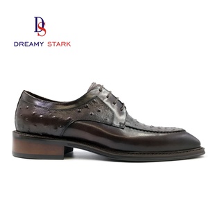 Chaussures pour hommes en cuir véritable à motif autruche, classiques, formelles, fabriquées à la main, avec logo personnalisé, design original, confortables, nouvelle collection automne-hiver - Product Image 5