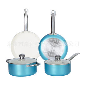 Ensemble de poêles à frire roses pour la maison, poêle à fond plat épaisse et portable, haute valeur esthétique, poêle antiadhésive en pierre de blé et de riz - Product Image 3