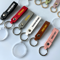 Llavero de acrílico redondo en blanco para fotomatón con correa de cuero PU de impresión personalizada y marco para insertar fotos de 35 mm para negocios de fotomatones