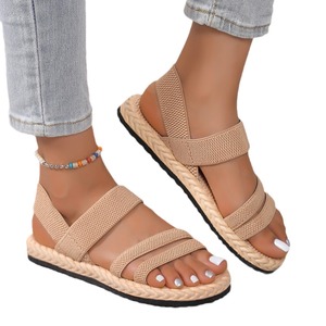 <span class=keywords><strong>Sandalias</strong></span> de Tacón Bajo con Tiras Cruzadas al Estilo Coreano, Cómodas y Modernas, con Punta Descubierta y Amortiguación, para Mujer - Product Image 1