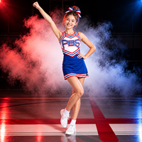 Uniforme de cheerleading personnalisé pour filles, bleu, rouge, blanc, haut sans manches à col en V, ensemble jupe, compétition, équipe, vente en gros, fabricant OEM