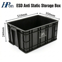Conteneur de manutention ESD 510*350*240MM, carton antistatique noir, boîte de stockage ESD antistatique pour PCB, boîte d'expédition conductrice intégrée