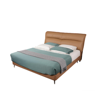 Ensemble de meubles de chambre à coucher au design simple, lit avec dossier souple, prix de gros, excellent cadre de lit en bois et en cuir, taille king size