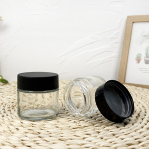 Black <b>Airtight</b> Proof 2oz 4oz Round Container Child-resistant Proof Glass Concentrate <b>Jar</b> with CR Lid for Cosmetic - Product Image 1