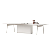 Table de conférence moderne de 71 à 142 pouces de large (6 à 12 pieds) pour 4 à 10 personnes avec un grand espace de rangement, structure en acier