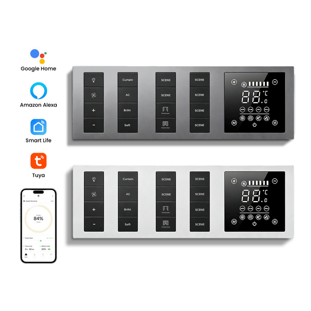 Smart Hotel Wall Switches Gold Glass Panel Capacitive Touch WiFi Zigbee CE RoHS FCC Certified for Guest Room DND Scene Mode