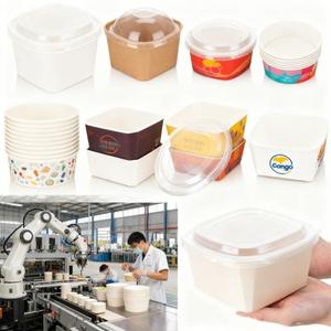 Tazón de Papel Desechable Personalizado de Fábrica con Tapa, Apto para Microondas, a Prueba de Fugas, para Catering Diario, Tazón de Papel Desechable Estadounidense con Tapa - Product Image 2