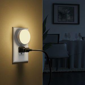 Smart <b>Light</b> <b>Sensor</b> Night <b>Light</b> <b>Plug</b> <b>in</b> Mini Round LED Wall Lamp 2700K Warm White for Bedroom Bathroom Hallway Stairs - Product Image 5