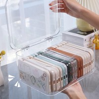 Boîte de rangement transparente avec couvercle à charnière, organisateur de bureau polyvalent, conteneur de présentation pour cosmétiques et fournitures artistiques