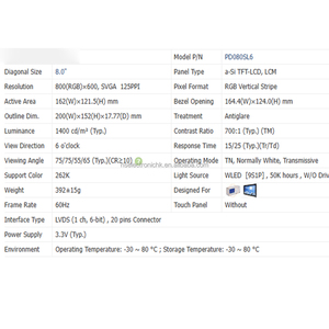 PD080SL6 หน้าจอ LCD ดั้งเดิม 8 นิ้ว 800x600 โมดูล LCD สำหรับอุตสาหกรรม HMI, จอแสดงผลในรถยนต์ - Product Image 4