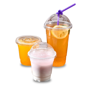 Manufacturer Custom 12Oz/16oz Disposable Plastic Cold Drinking Smoothie milkshake cups With Lids
