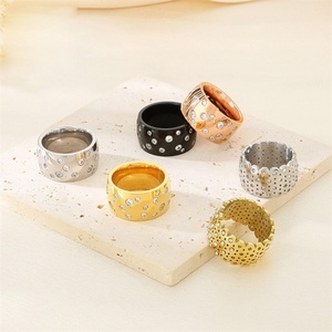 Wholesale <b>Charms</b> Stainless Steel Men Rings Stainless Steel Flower Zircon Design for Holiday - Product Image 1