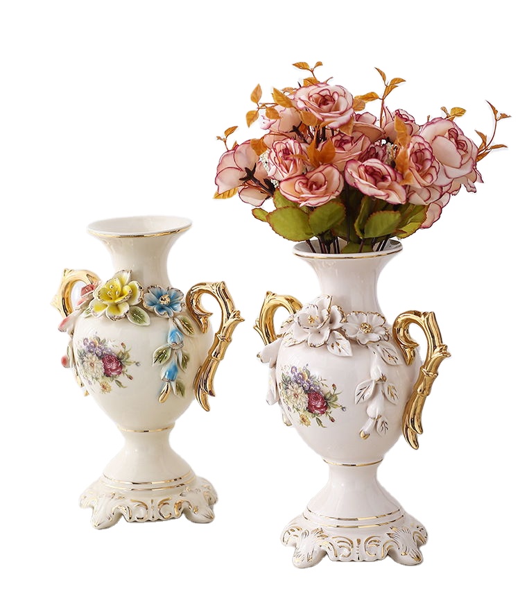 High End Royal Flower Lamp Vase Modern Home Decor Vaso De Ceramic Artesanal Creative Binaural European Ceramic Vase