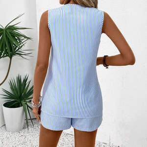 Nuova Collezione <span class=keywords><strong>Primavera</strong></span> Estate: Completo <span class=keywords><strong>Donna</strong></span> <span class=keywords><strong>Casual</strong></span> Senza Maniche con Dettagli Traforati, Tinta Unita, Moda Blusa e Pantaloni - Product Image 3