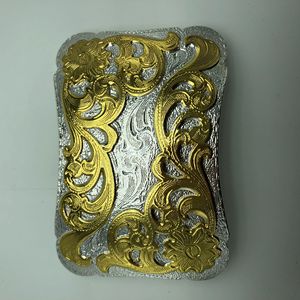 Hebilla de cinturón de latón macizo personalizada, logotipo de flor grabado en 3D de lujo, clip de cuentas doradas y plateadas, placa con nombre occidental, 40mm de ancho interno - Product Image 3