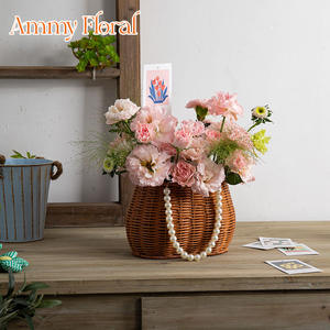 AM-GPA62アンミーラタン織りバスケットラウンドギフトボックスホームデコレーションエレガントな花のプレゼント誕生日プレゼント - Product Image 2