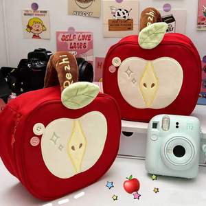 Sac de rangement portable pour <span class=keywords><strong>appareil</strong></span> <span class=keywords><strong>photo</strong></span> et cosmétiques, durable, avec fermeture éclair, en forme de demi-pomme - Product Image 1