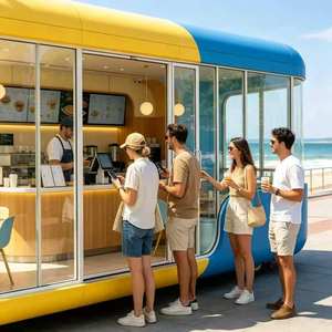 Carrito de Postres, Carro de Venta Móvil, Tienda de Té con Leche Especializado, Cafetería, Camión de Comida Rápida con Puesto de Boletos - Product Image 4