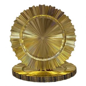 Grande assiette à fruits transparente en plastique avec des paillettes dorées, décoration pour hôtels, mariages et fêtes, MOQ 50 pièces, artisanat de peinture au pistolet pour le commerce extérieur - Product Image 1