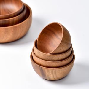 Cuencos de madera de acacia para masa, sopa y ensalada, aperitivos, frutas, arroz, sopa, nueces, cuenco para servir, cuenco de madera para Fideos para niños - Product Image 4