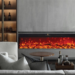 <span class=keywords><strong>Cheminée</strong></span> électrique à flamme dynamique haute simulation, boîtier en acier épais, 3 niveaux de luminosité réglables, 220V, sûre et durable - Product Image 1