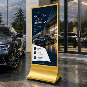 Support d'affichage mobile en <span class=keywords><strong>titane</strong></span> doré avec roulettes 80*180cm, support de signalisation commercial sur pied pour hall d'accueil et commerce de détail - Product Image 6