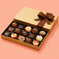Elegante y Lujosa Caja de Regalo Dorada para Chocolates con Cinta, Caja de Embalaje de Papel de Lujo para Dulces y Regalos