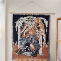 Tapiz Personalizado de Anime Berserk, Manta de Jacquard Tejida de Poliéster y Algodón, Cubre Sofá, Decoración para Sala de Estar, Diseño de Avión Cuatro