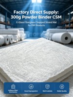 E-Glass 300gsm Powder Binder Fiberglass Chopped Strand Mat untuk Panel Atap Transparan dan Penguatan Pipa FRP
