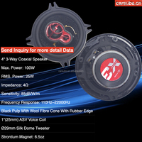 Haut-parleur de porte de voiture 3 voies SQ, subwoofer coaxial 4 pouces, RMS 25W, puissance maximale 100W, haut-parleur de voiture large bande avec tweeter
