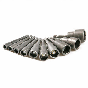 10-mảnh Bộ 6-19mm Hex ổ cắm 1/4 khoan Adapter Nut điều khiển lắp ráp kết hợp cờ lê tháo gỡ thép công nghiệp Phillips - Product Image 5