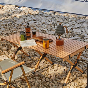 Mesa Plegable para Acampar Campout 120x60x43cm de Madera de Haya Rectangular Portátil para Exteriores con Bolsa de Transporte - Product Image 5