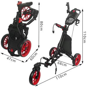 Carro de golf ligero con 3 ruedas giratorias, altura ajustable, carrito de bolsa de golf para todas las edades con paraguas y portavasos - Product Image 6