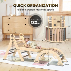 2026 8-in-1 Wooden Pikler Triangle Climbing Set Toddler Toys Indoor Baby Jungle Gym Montessori Climber Playground for Kids - Product Image 2