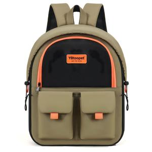 Pet <b>Backpack</b> Carrier Oxford Material Breathable Zipper Closure Olive Orange Color 10kg Capacity for Dogs - Product Image 1