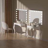 Coiffeuse moderne avec miroir LED style Hollywood, pour chambre à coucher, avec tiroirs et miroirs LED intégrés