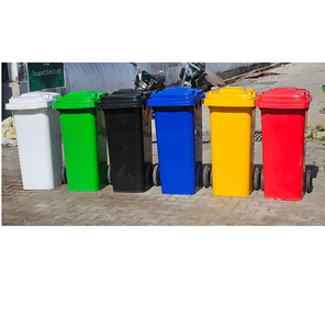 120L Recycling <b>Plastic</b> Dustbin Standing Outdoor Trash Can with Rolling Cover Removable Waste <b>Storage</b> <b>Bin</b> - Product Image 2