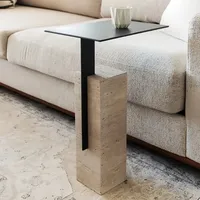 Table basse de style nordique en travertin beige naturel, style crème, pour la maison, le salon, meubles