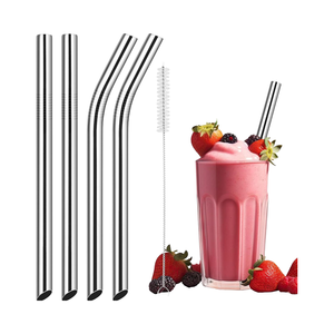 0.5'' Extra Wide Stainless Steel Straight Bent Reusable Metal Drinking <strong>Straws</strong> 4-Pack Smoothie/<strong>Milkshake</strong> Beverages <strong>Straws</strong> - Product Image 1